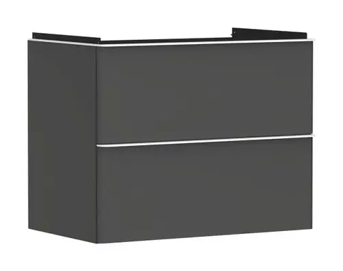 Waschtischunterschrank in Diamantgrau Matt, ausgestattet mit zwei Schubkästen. Produkt von Hansgrohe, geeignet für den Einsatz unter einem Waschtisch.